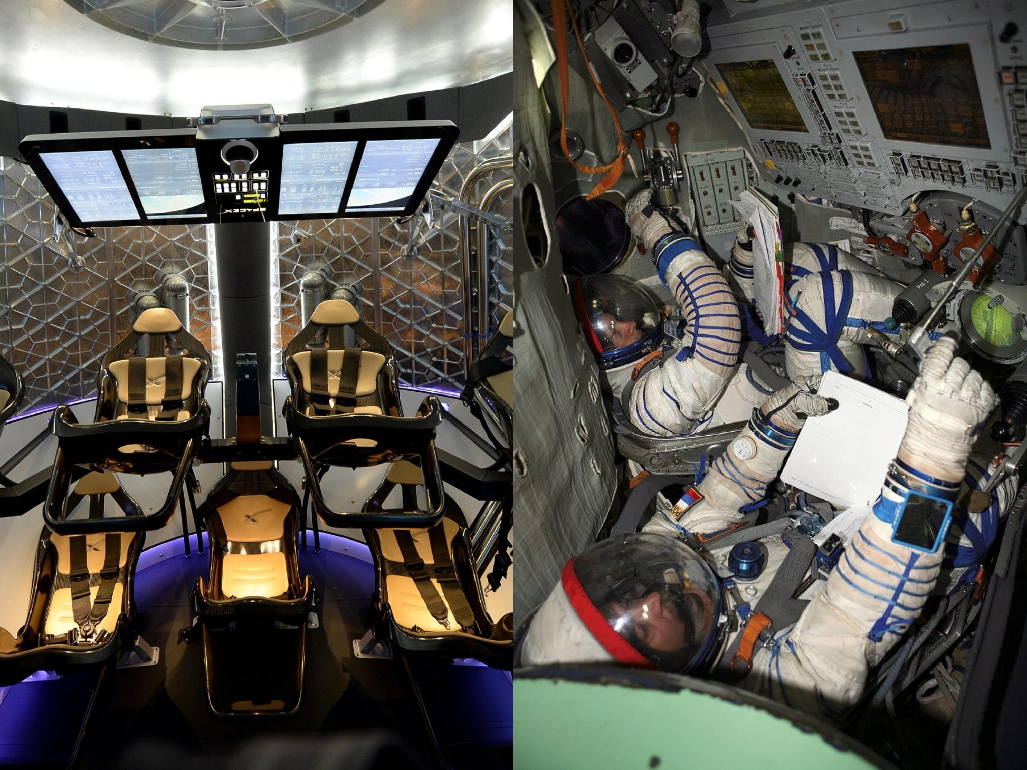 A side by side comparison of Dragonand Soyuz