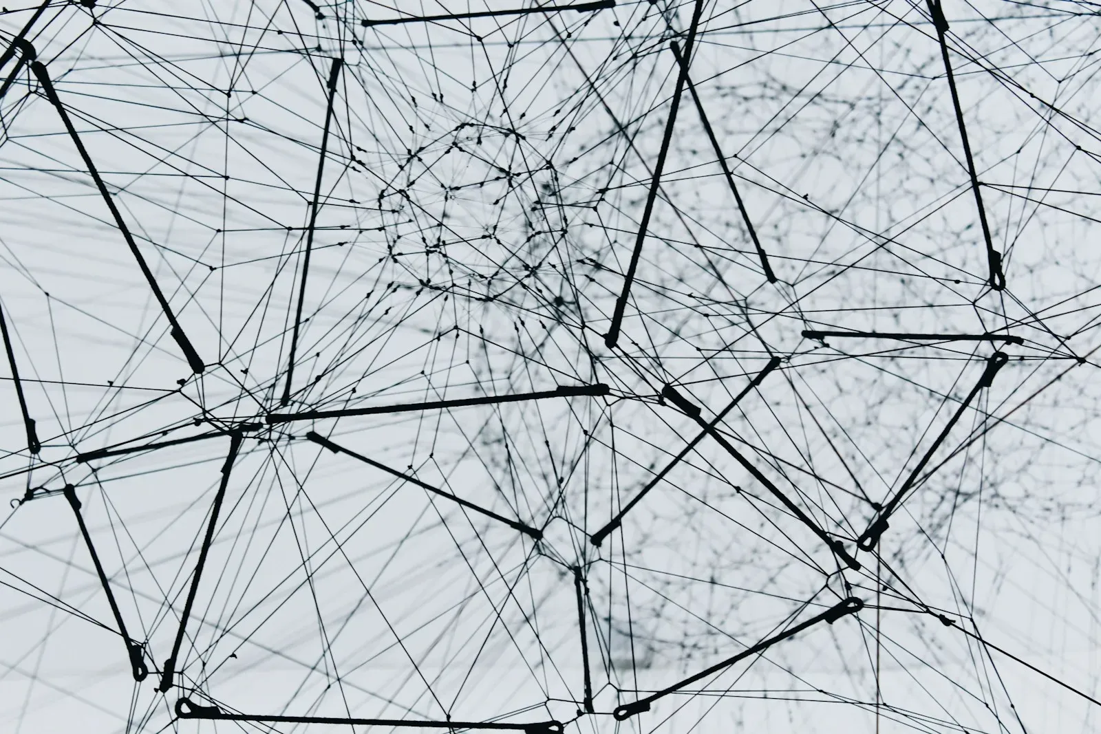 A dense web of threads and nodes (photo by Alina Grubnyak on Unsplash)