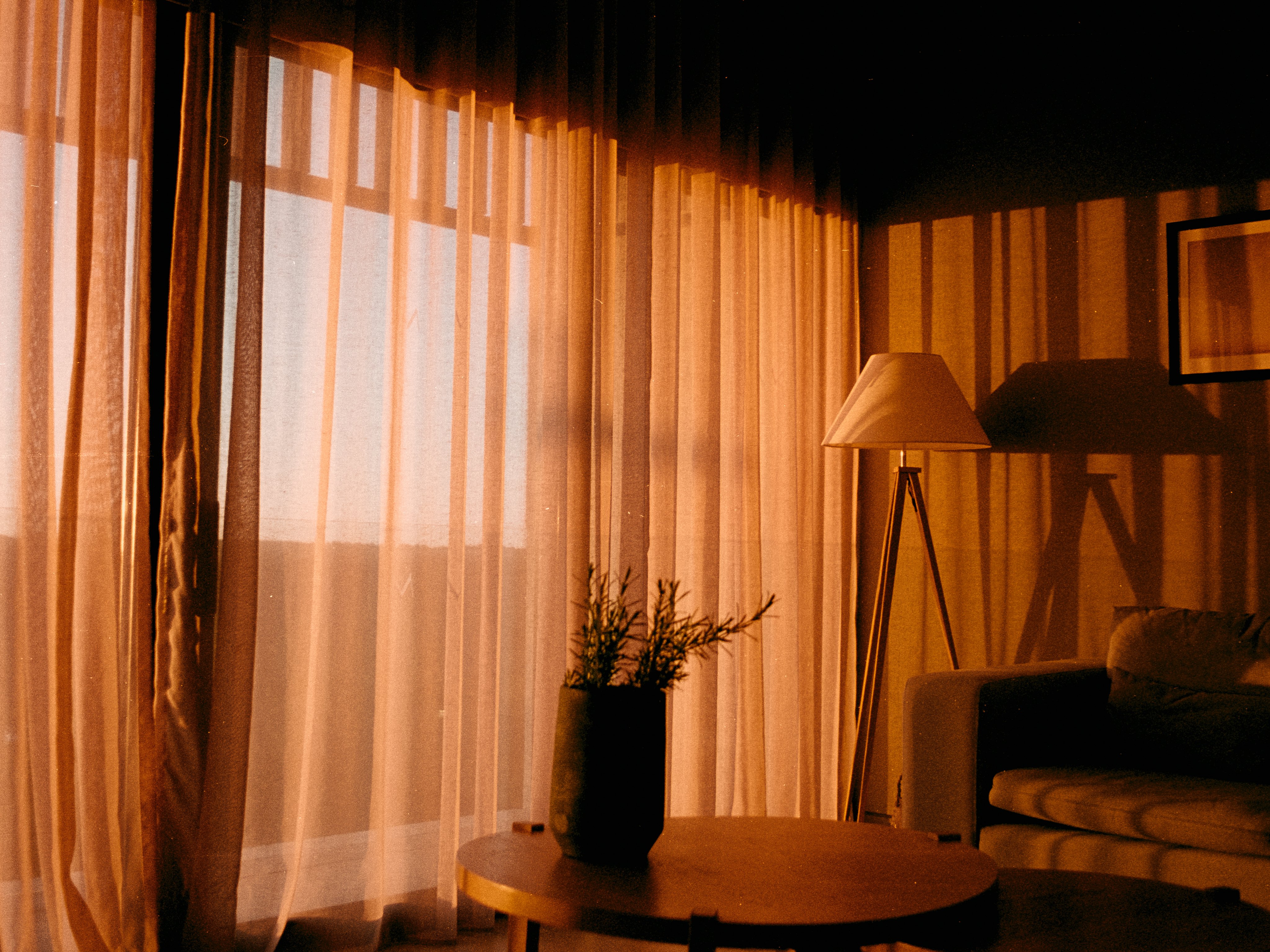 curtains at dusk